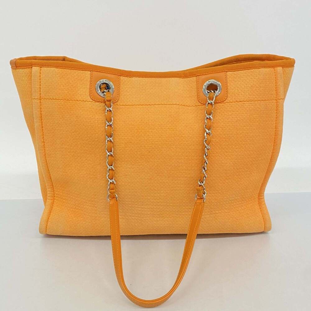 CHANEL Orange Canvas Deauville Tote Bag - Picture 11 of 12